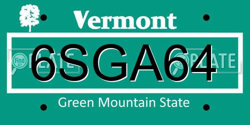 6SGA64 Vermont License Plate