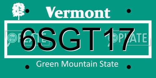 6SGT17 Vermont License Plate