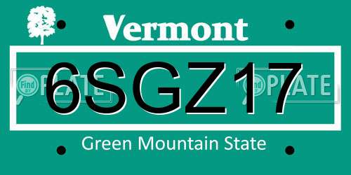 6SGZ17 Vermont License Plate