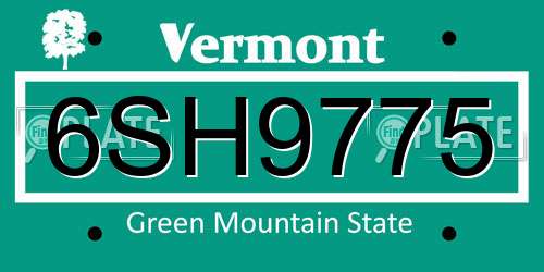 6SH9775 Vermont License Plate