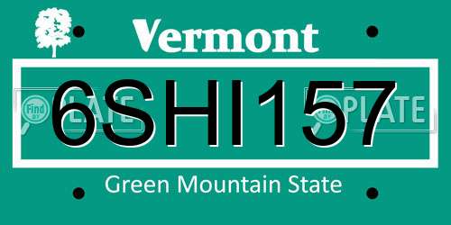 6SHI157 Vermont License Plate