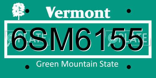 6SM6155 Vermont License Plate