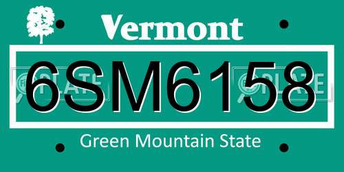 6SM6158 Vermont License Plate