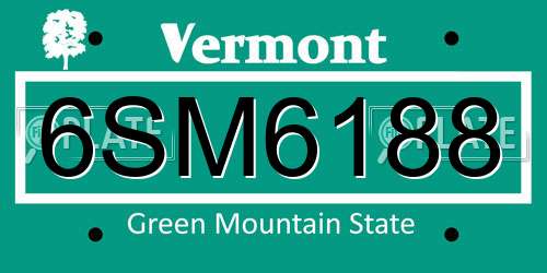 6SM6188 Vermont License Plate