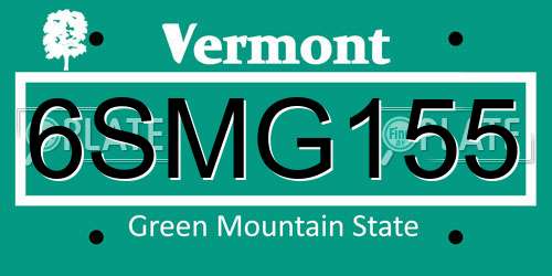 6SMG155 Vermont License Plate