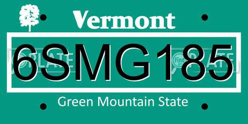 6SMG185 Vermont License Plate