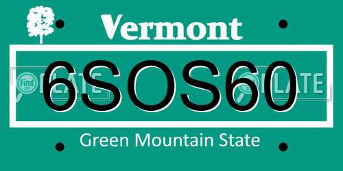 6SOS60 Vermont License Plate