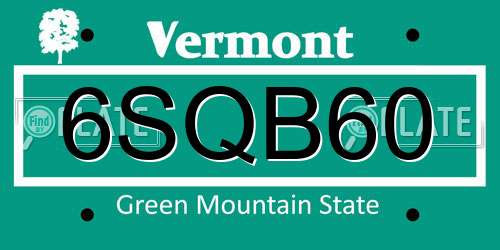 6SQB60 Vermont License Plate