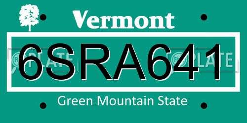 6SRA641 Vermont License Plate