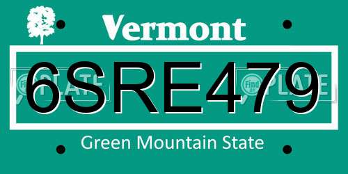 6SRE479 Vermont License Plate