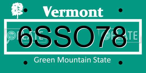 6SSO78 Vermont License Plate