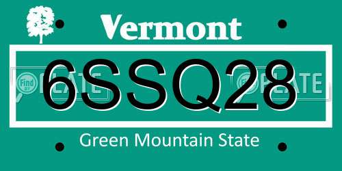 6SSQ28 Vermont License Plate