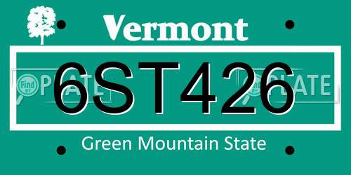 6ST426 Vermont License Plate