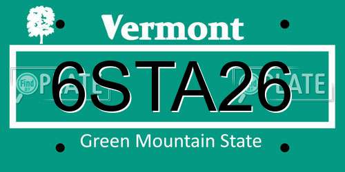 6STA26 Vermont License Plate