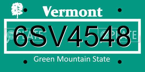 6SV4548 Vermont License Plate
