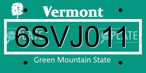 6SVJ011 Vermont License Plate