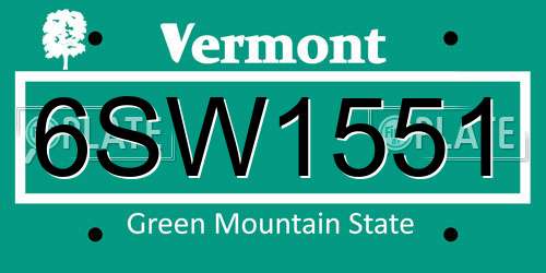 6SW1551 Vermont License Plate