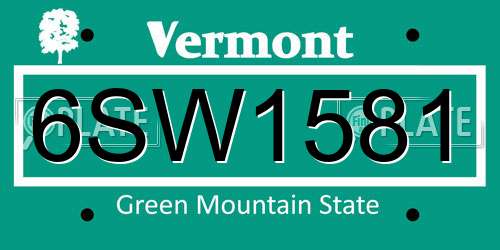 6SW1581 Vermont License Plate