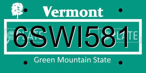 6SWI581 Vermont License Plate