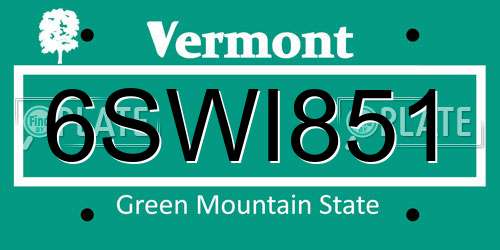 6SWI851 Vermont License Plate