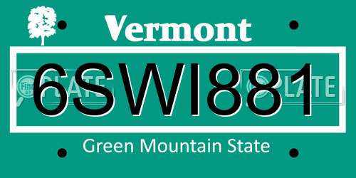6SWI881 Vermont License Plate