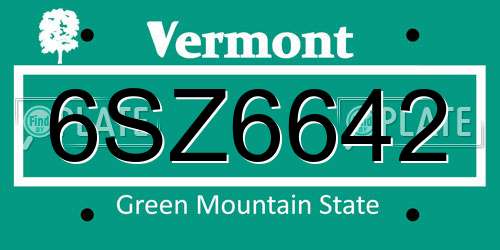 6SZ6642 Vermont License Plate