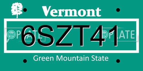 6SZT41 Vermont License Plate