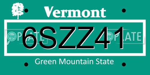 6SZZ41 Vermont License Plate