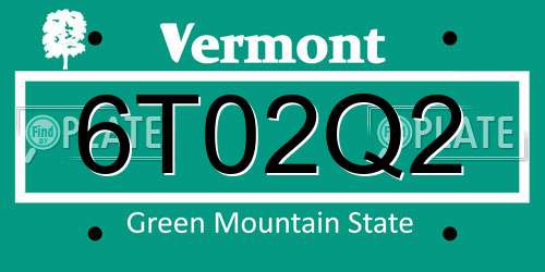 6T02Q2 Vermont License Plate