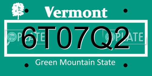 6T07Q2 Vermont License Plate