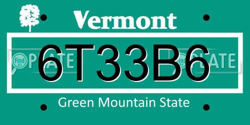 6T33B6 Vermont License Plate