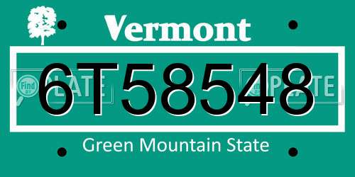 6T58548 Vermont License Plate