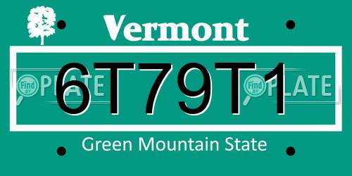6T79T1 Vermont License Plate