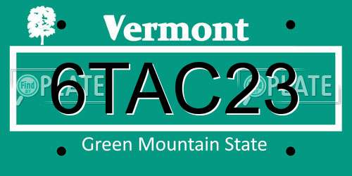 6TAC23 Vermont License Plate