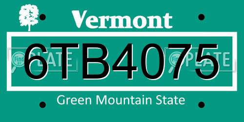6TB4075 Vermont License Plate