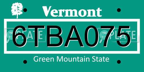 6TBA075 Vermont License Plate