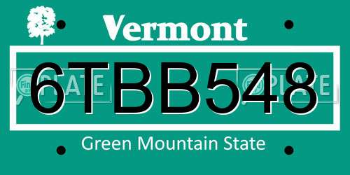 6TBB548 Vermont License Plate