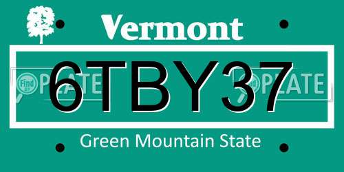 6TBY37 Vermont License Plate