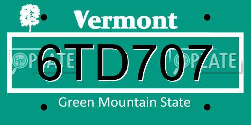 6TD707 Vermont License Plate