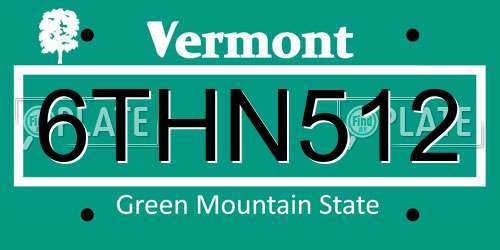 6THN512 Vermont License Plate