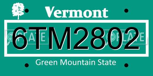 6TM2802 Vermont License Plate