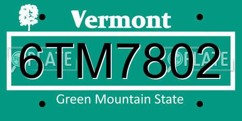 6TM7802 Vermont License Plate