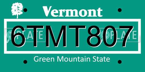 6TMT807 Vermont License Plate