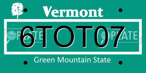 6TOT07 Vermont License Plate