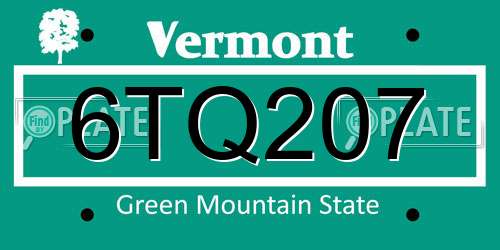6TQ207 Vermont License Plate
