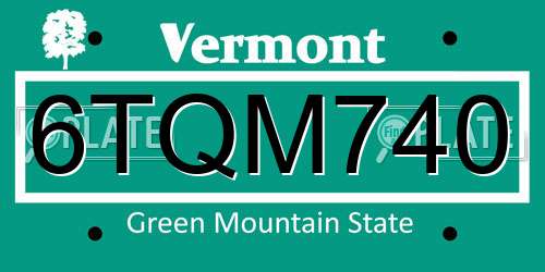 6TQM740 Vermont License Plate