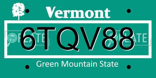 6TQV88 Vermont License Plate