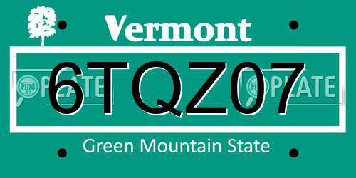 6TQZ07 Vermont License Plate