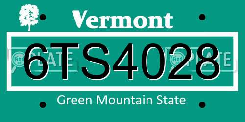 6TS4028 Vermont License Plate