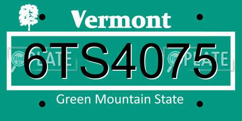 6TS4075 Vermont License Plate